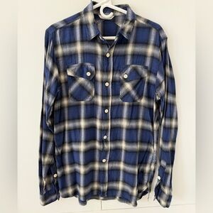 3Sixteen Shirt Mens L Crosscut Flannel Midnight Plaid Made In USA Casual